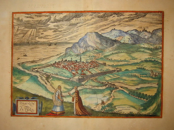 Braun Georg (1541-1622) - Hogenberg Franz (1535-1590) Pisaurum vulgo Pezaro (Pesaro) 1598 Colonia 